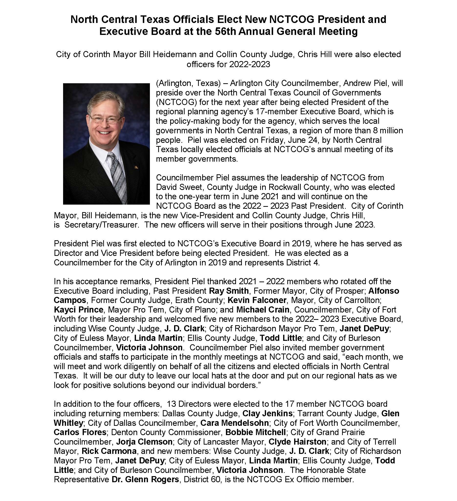 North Central Texas Council Of Governments General Assembly   2022 2023 Media Release For Executive Board (2) .aspx