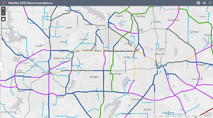 This picture is a link of a map that shows what the mobility 2045 recommendations will look like