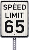 speed limit sign of 65 mph