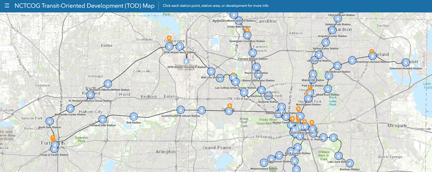 This is a thumbnail of NCTCOG transit-oriented development map