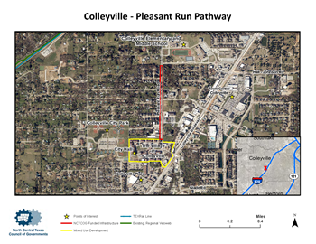 Aerial graphic of Colleyville's Pleasant Run Pathway