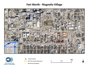 This is an aerial view of Magnolia Village in Fort Worth