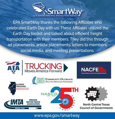 This is a banner from Smartway giving thanks to affiliates who celebrated earth day.