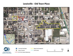 This is an aerial view of Old Town Plaza in Lewisville