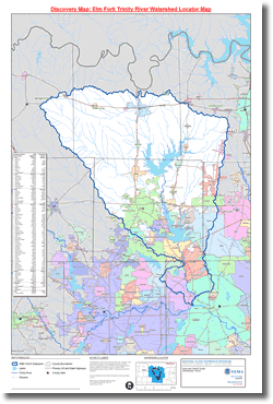 Elm Fork Trinity Watershed Locator Map - Click to open