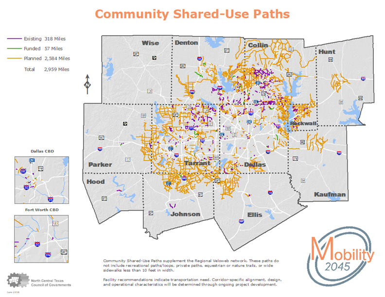 This map shows the Community Shared-Use Paths