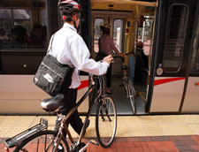 Bike rider on train