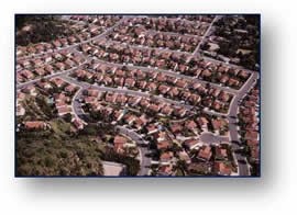 Aerial of neighborhood housing